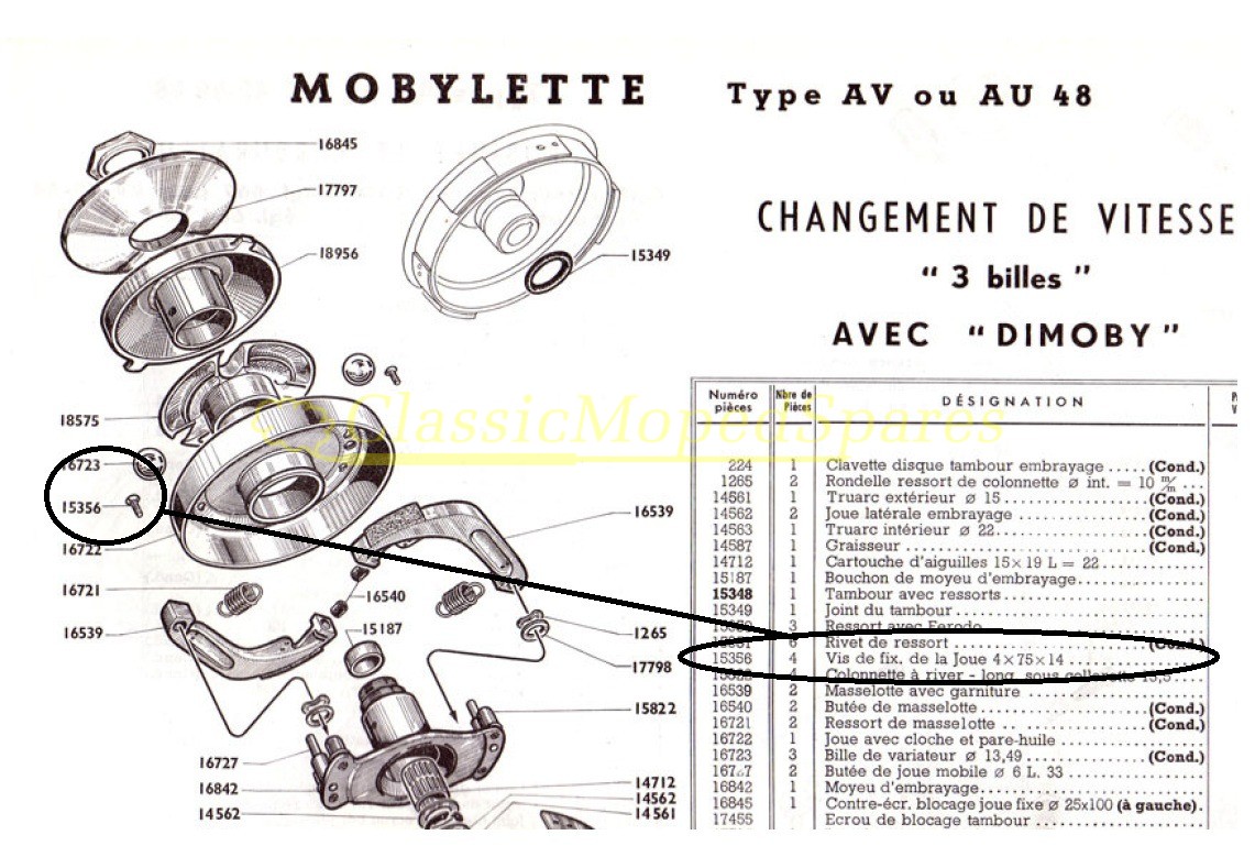 Mobylette Clutch Screw Part Number 15356